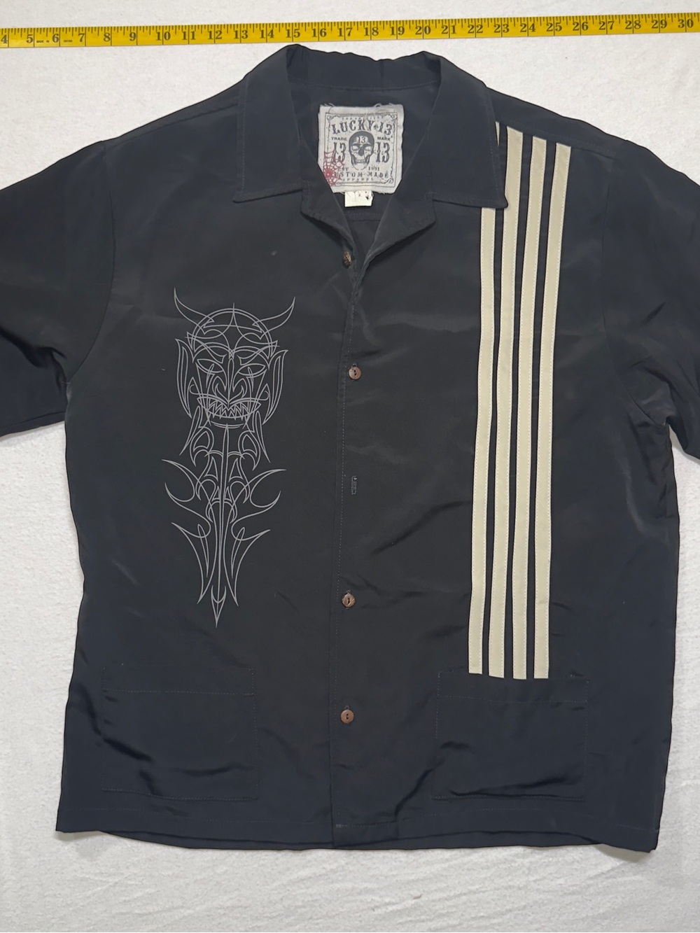 Lucky Brand Black Short-Sleeve Button Front Camp Shirt